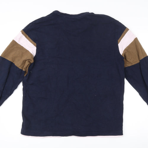 Next Men’s Blue Brown Stripe Sweatshirt L Long Sleeve Pullover