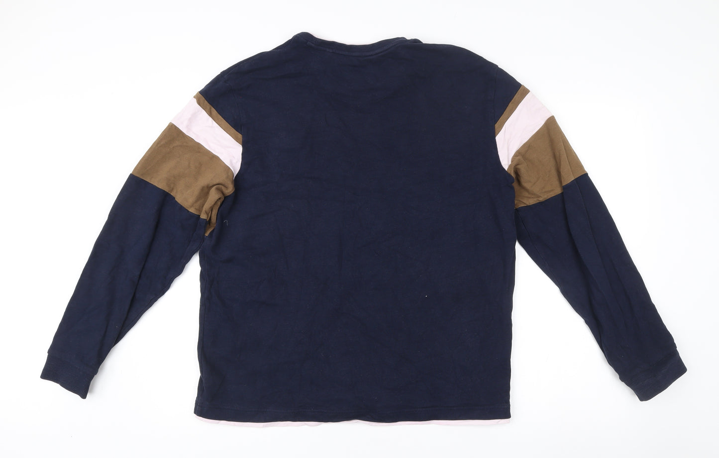 Next Men’s Blue Brown Stripe Sweatshirt L Long Sleeve Pullover
