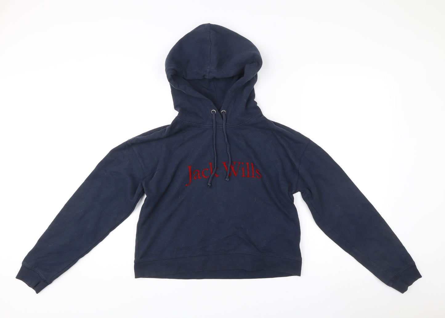 Jack Wills Womens Navy Hoodie UK 10 Cotton Blend Logo Pullover