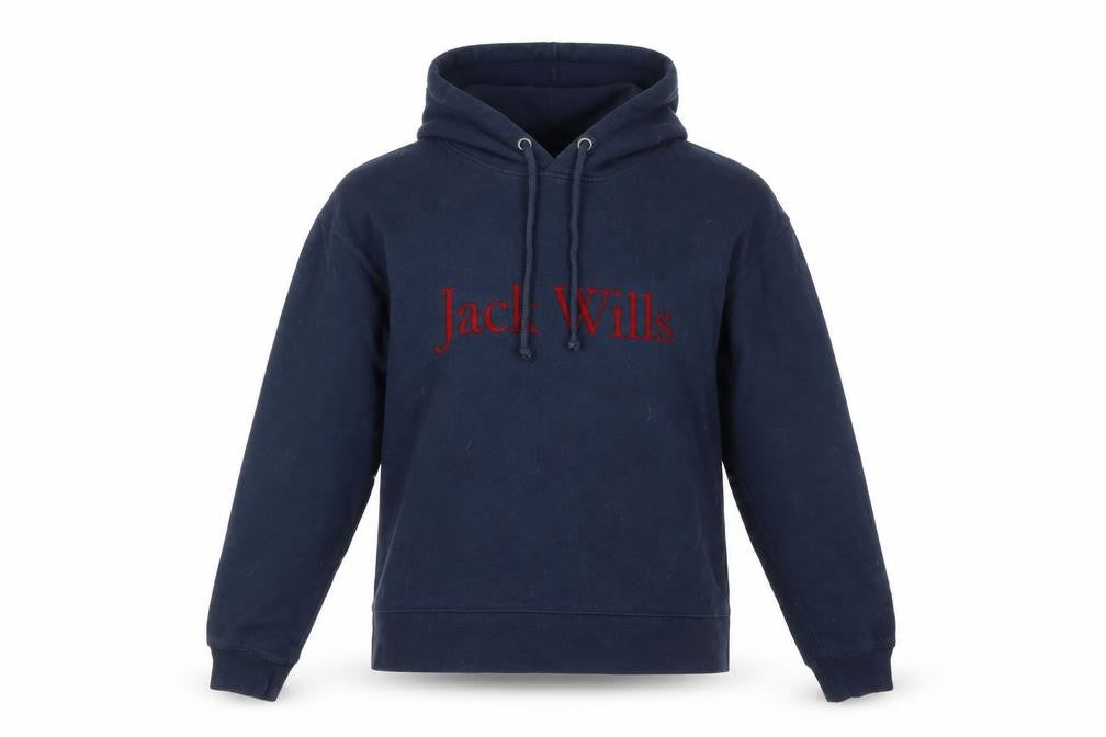 Jack Wills Womens Navy Hoodie UK 10 Cotton Blend Logo Pullover