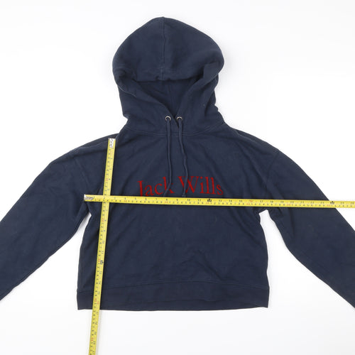 Jack Wills Womens Navy Hoodie UK 10 Cotton Blend Logo Pullover