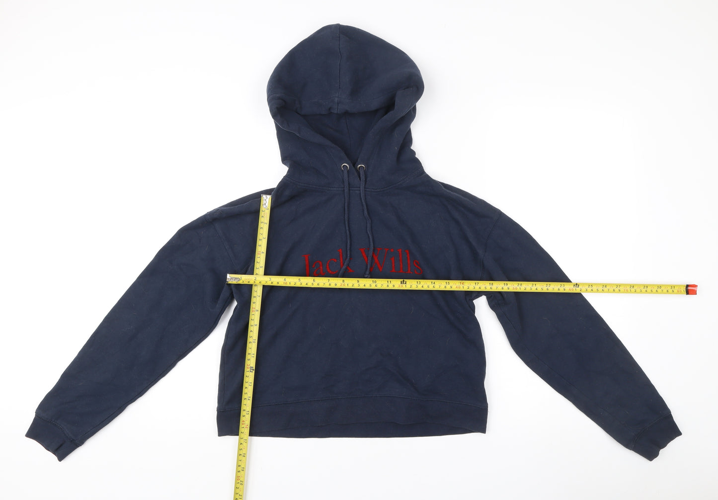 Jack Wills Womens Navy Hoodie UK 10 Cotton Blend Logo Pullover
