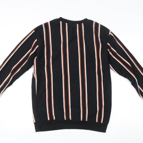Zara Men’s Black Striped Sweatshirt Size S Pullover Crew Neck