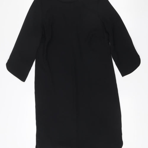 Marks and Spencer Women Black Size 6 Shift Dress 3/4 Sleeve