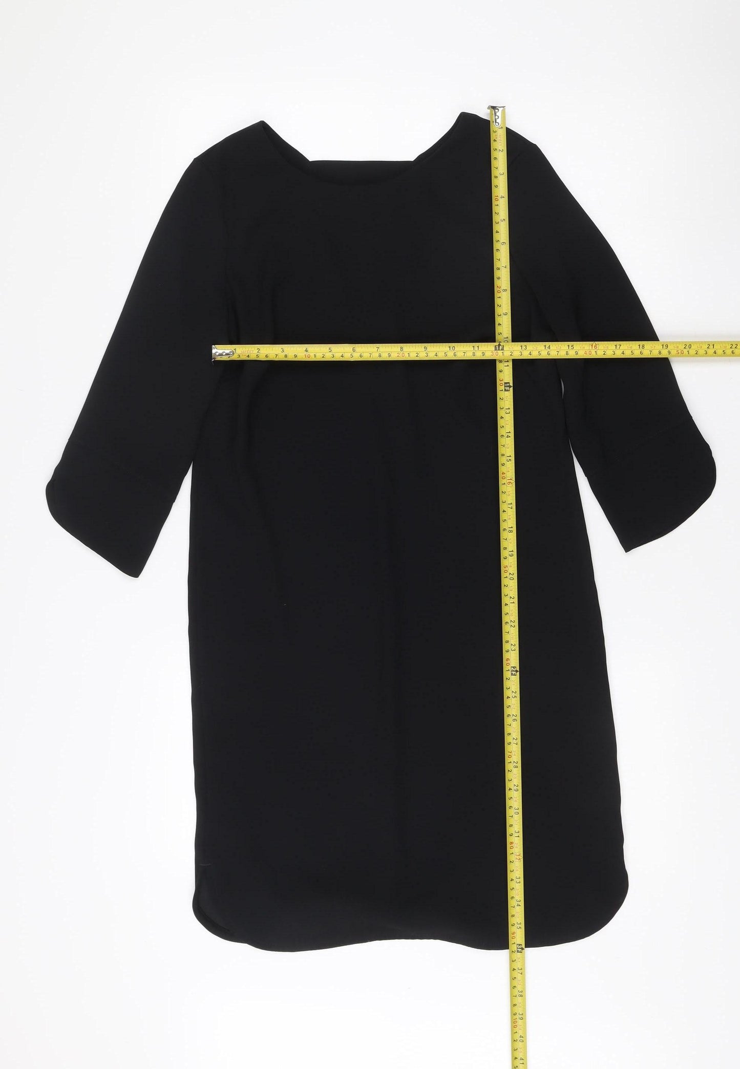 Marks and Spencer Women Black Size 6 Shift Dress 3/4 Sleeve