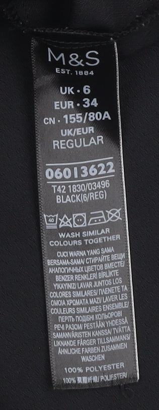 Marks and Spencer Women Black Size 6 Shift Dress 3/4 Sleeve