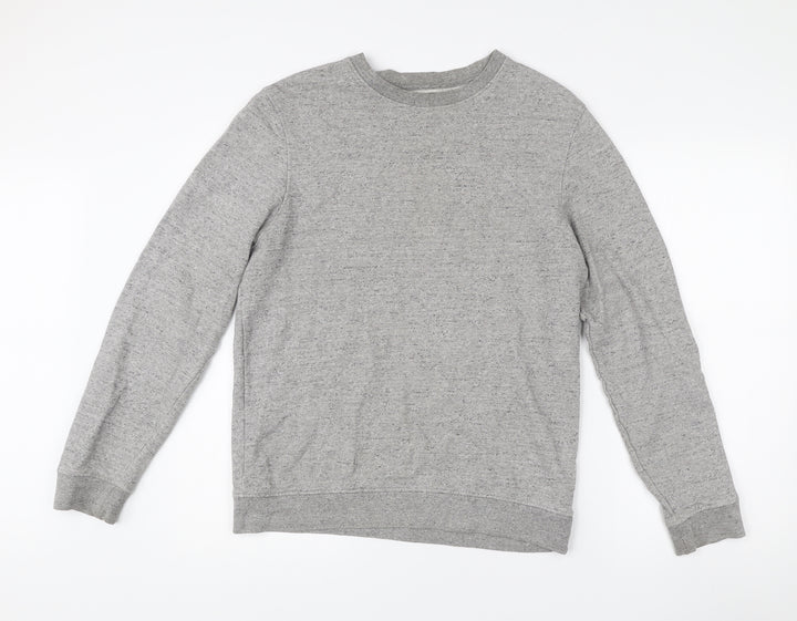 Topman Mens Grey Classic Fit Pullover Cotton Jumper Size S