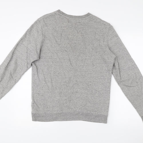 Topman Mens Grey Classic Fit Pullover Cotton Jumper Size S