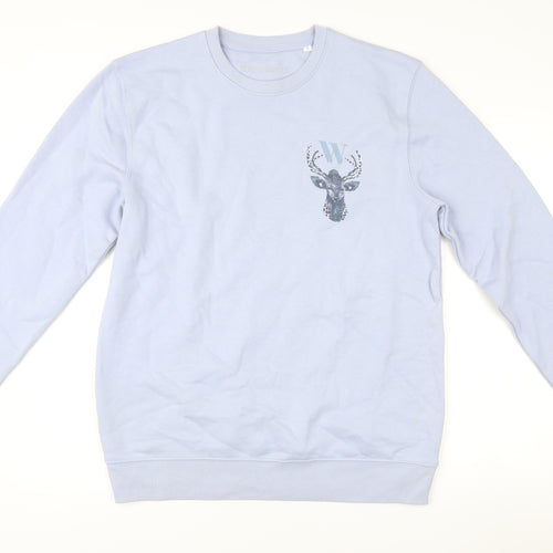 Wilderness Mens Blue L Sweatshirt Pullover Crew Neck Graphic Print