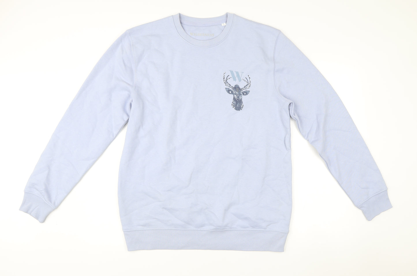 Wilderness Mens Blue L Sweatshirt Pullover Crew Neck Graphic Print