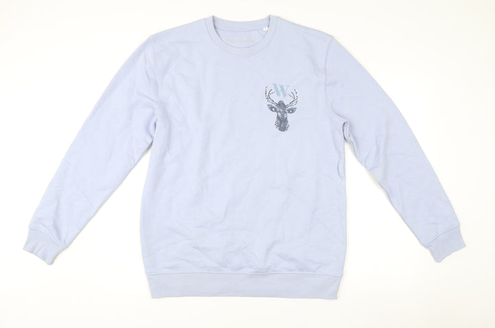 Wilderness Mens Blue L Sweatshirt Pullover Crew Neck Graphic Print