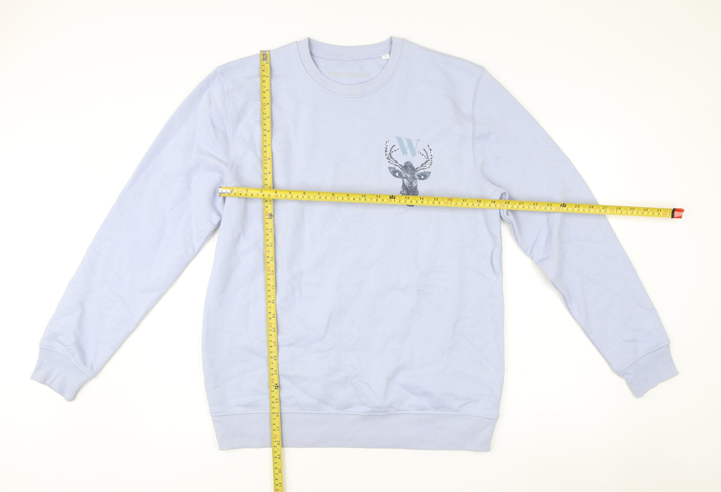 Wilderness Mens Blue L Sweatshirt Pullover Crew Neck Graphic Print