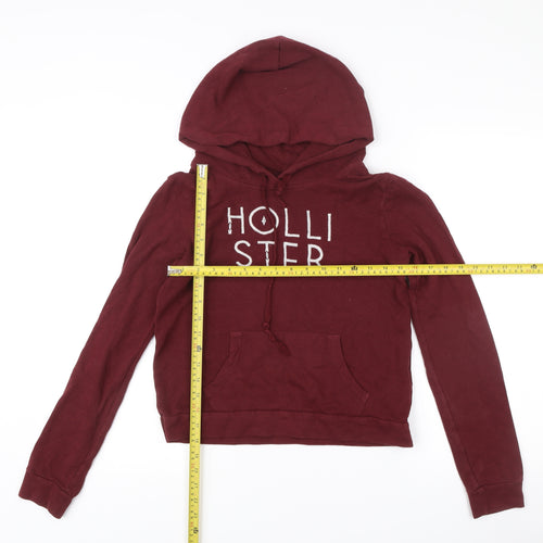 Hollister Womens Red Pullover Hoodie Small Cotton Blend Logo