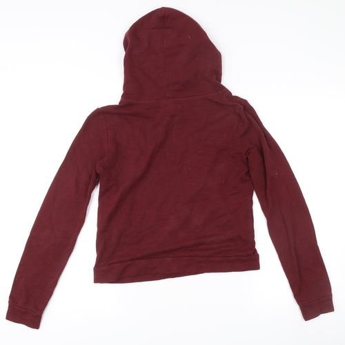 Hollister Womens Red Pullover Hoodie Small Cotton Blend Logo