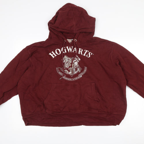 H&M Harry Potter Unisex Red 2XL Pullover Hoodie Hogwarts Logo