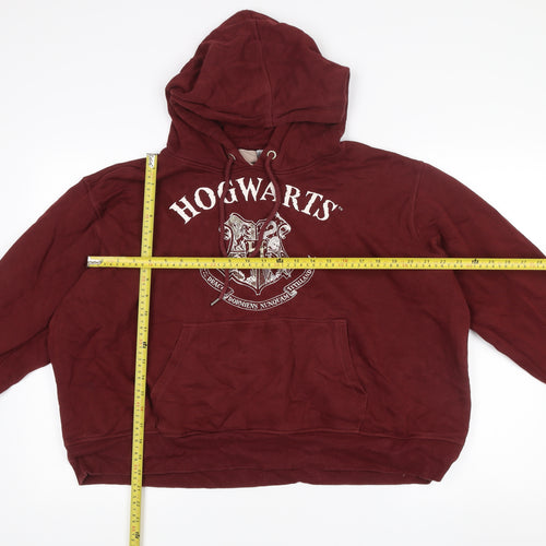 H&M Harry Potter Unisex Red 2XL Pullover Hoodie Hogwarts Logo