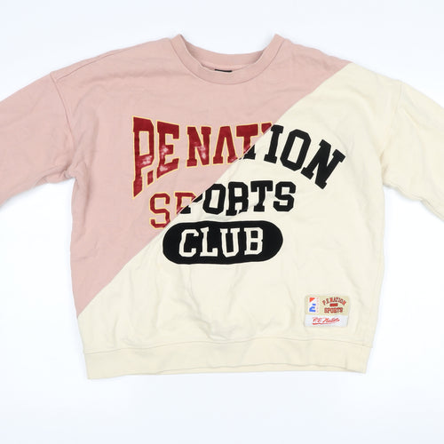 P.E Nation Womens Beige Pink Sweatshirt M Colourblock Organic Cotton