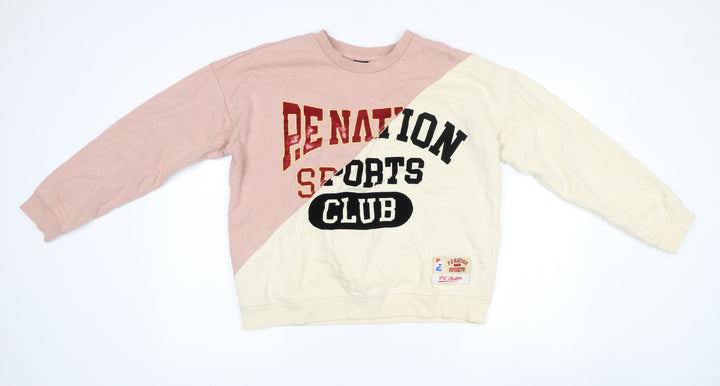 P.E Nation Womens Beige Pink Sweatshirt M Colourblock Organic Cotton