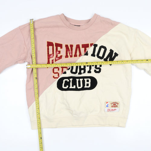 P.E Nation Womens Beige Pink Sweatshirt M Colourblock Organic Cotton