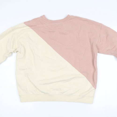 P.E Nation Womens Beige Pink Sweatshirt M Colourblock Organic Cotton