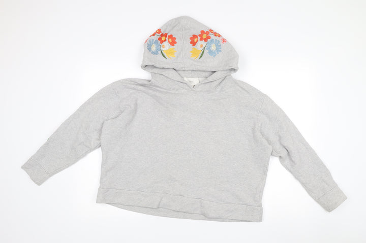 Next Women’s Grey Embroidered Floral Hoodie Size L Pullover
