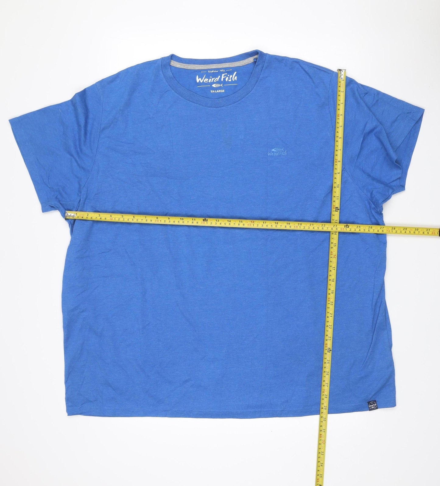 Weird Fish Men’s Blue 5XL Crew Neck Cotton Blend T-Shirt