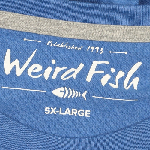 Weird Fish Men’s Blue 5XL Crew Neck Cotton Blend T-Shirt