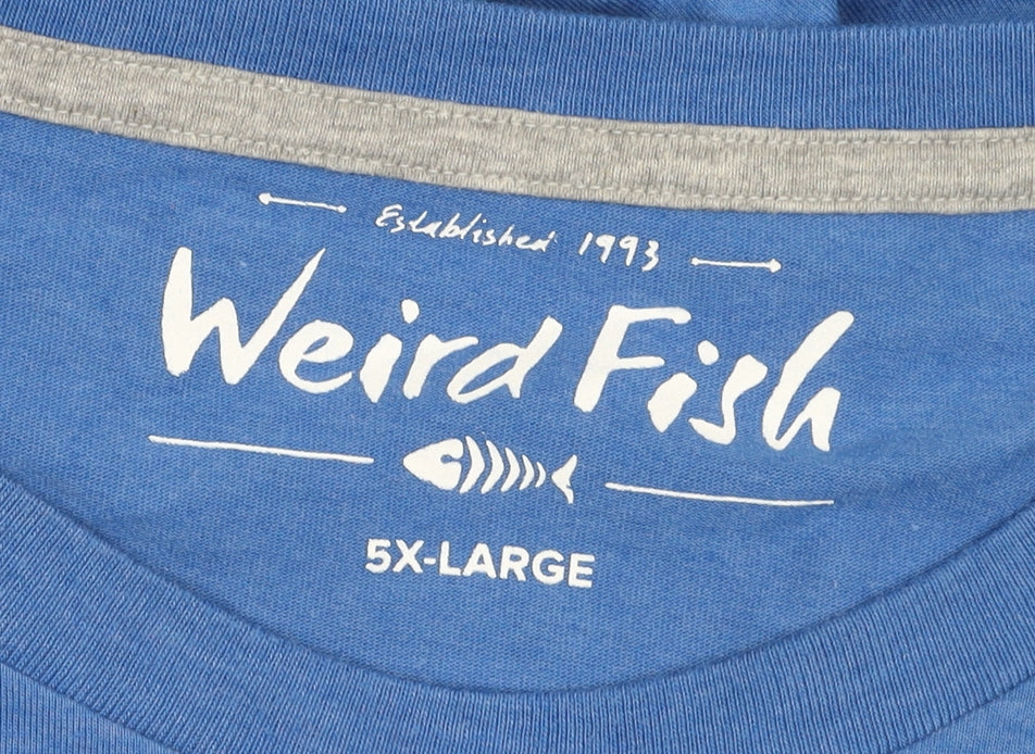 Weird Fish Men’s Blue 5XL Crew Neck Cotton Blend T-Shirt