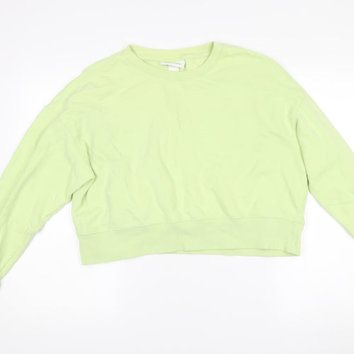 Monki Women’s Green Cotton Pullover Sweatshirt Size 12