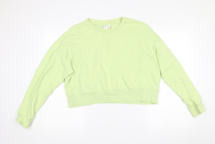 Monki Women’s Green Cotton Pullover Sweatshirt Size 12