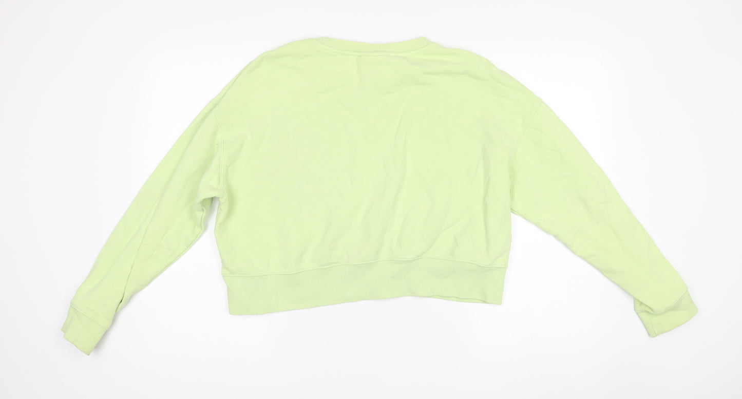 Monki Women’s Green Cotton Pullover Sweatshirt Size 12