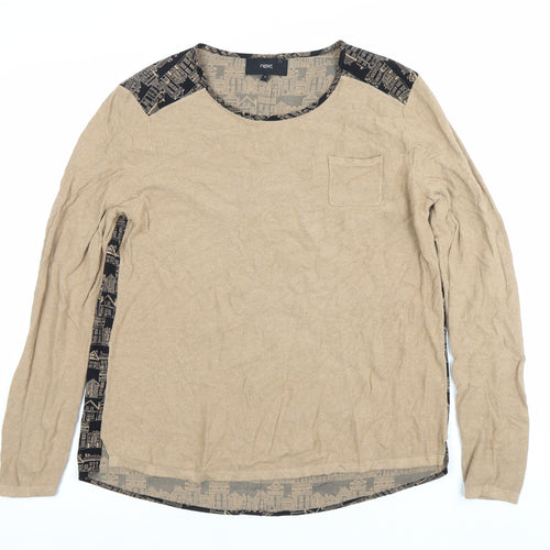 Next Womens Beige Pullover Jumper Size 16 Round Neck Long Sleeve