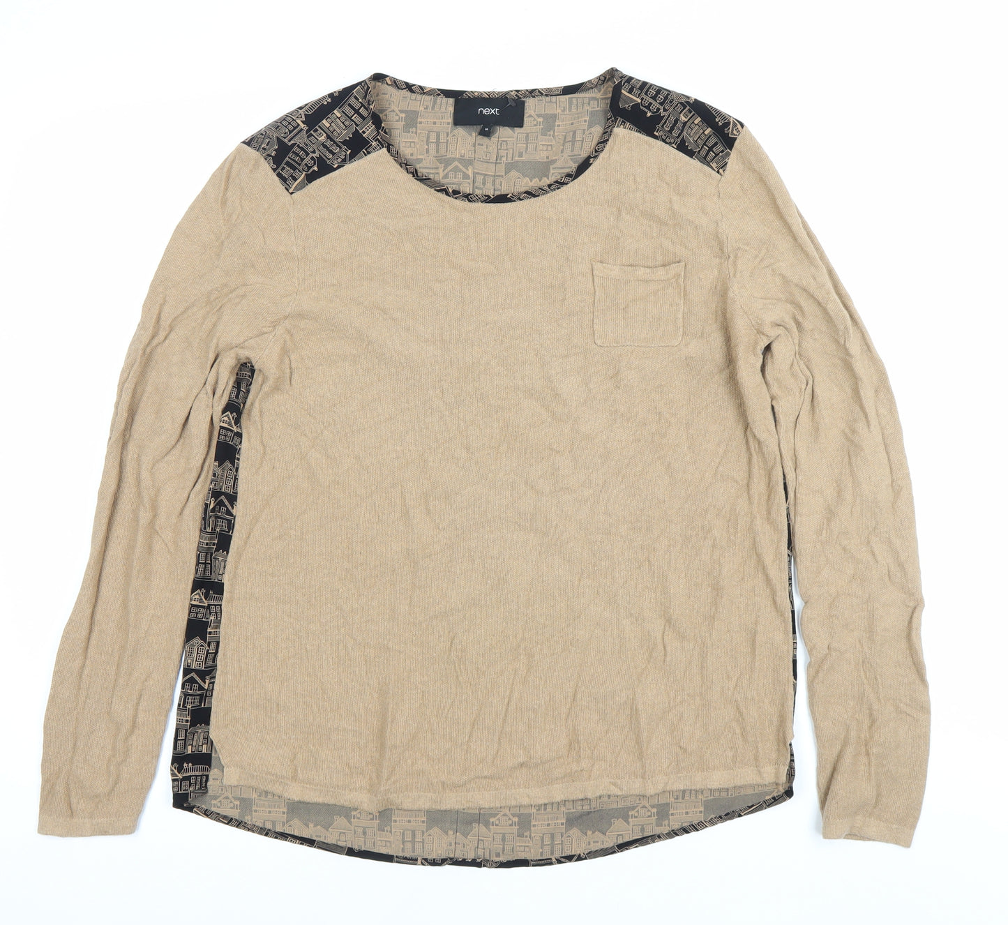 Next Womens Beige Pullover Jumper Size 16 Round Neck Long Sleeve