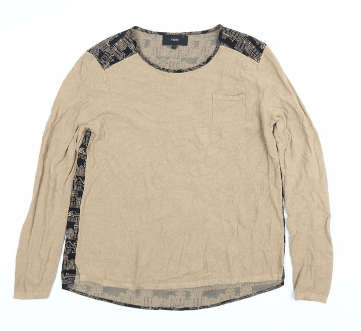 Next Womens Beige Pullover Jumper Size 16 Round Neck Long Sleeve