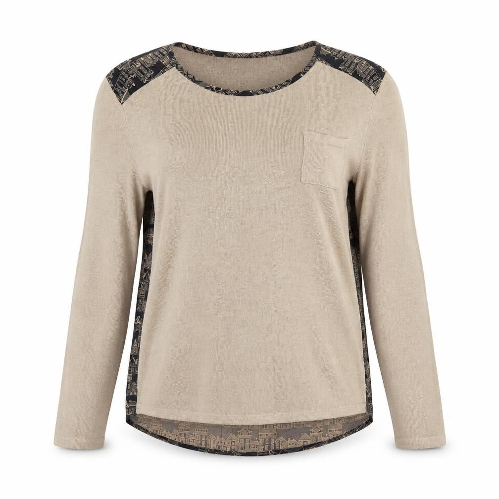 Front view of Next women’s beige jumper, size UK 16, round neck long sleeve