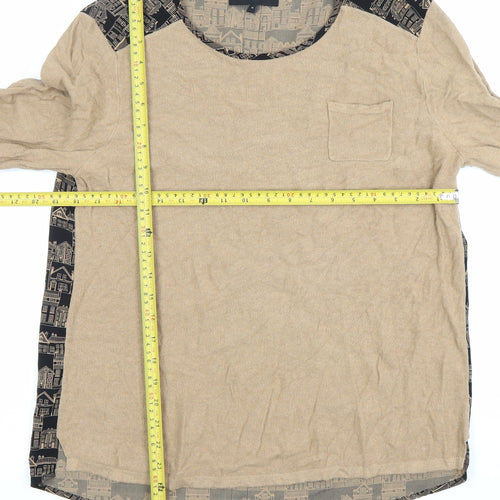 Next Womens Beige Pullover Jumper Size 16 Round Neck Long Sleeve