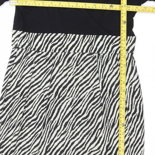 Next Women’s Black White Animal Print V-Neck Sheath Dress Size 12