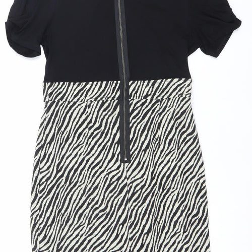 Next Women’s Black White Animal Print V-Neck Sheath Dress Size 12