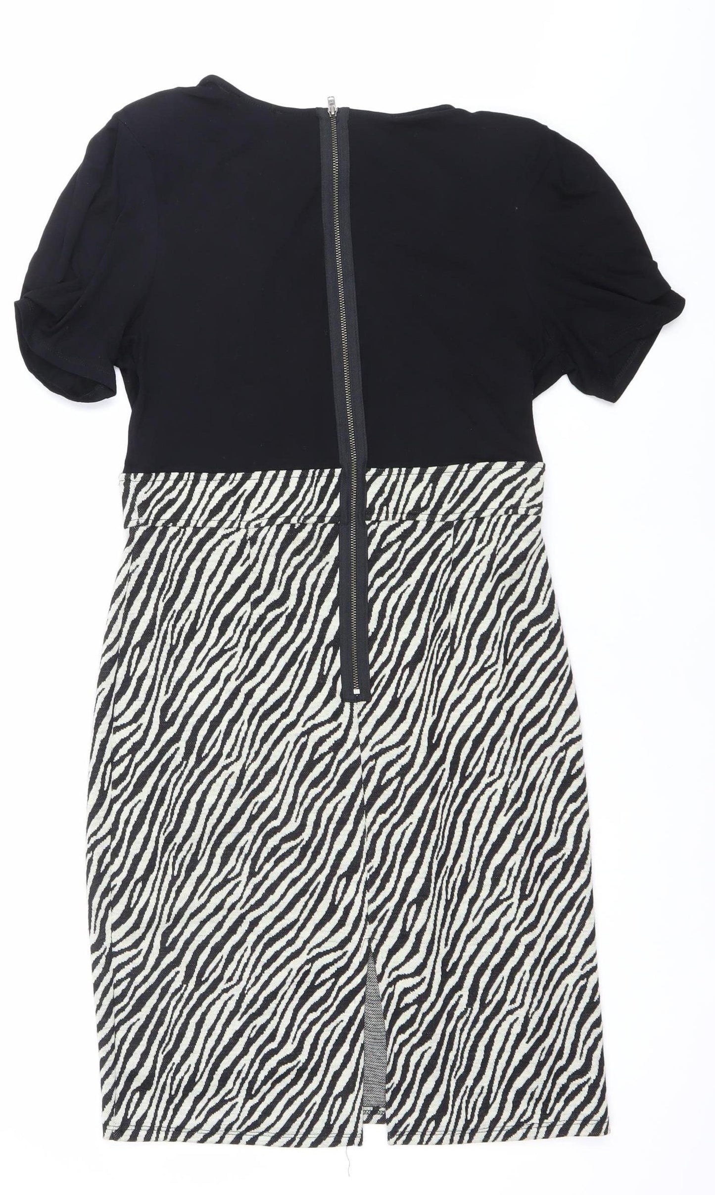 Next Women’s Black White Animal Print V-Neck Sheath Dress Size 12