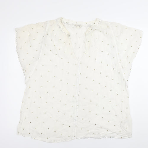 Monsoon Women’s White Embroidered Tunic Blouse Top XL
