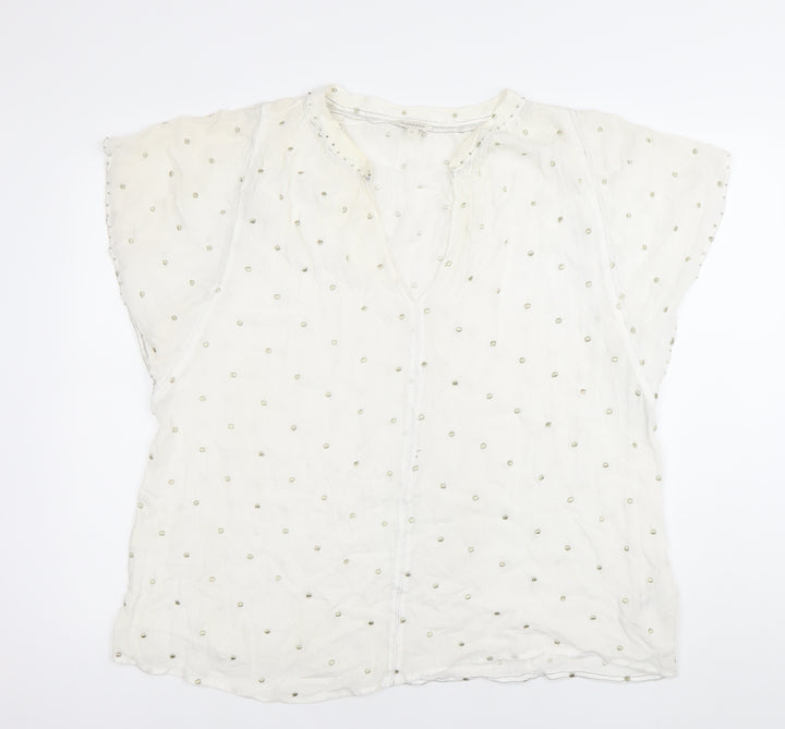 Monsoon Women’s White Embroidered Tunic Blouse Top XL
