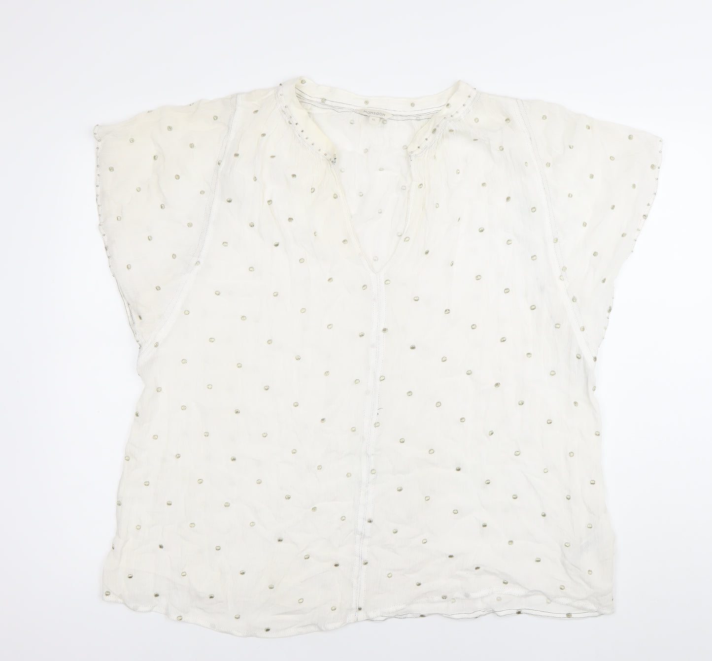 Monsoon Women’s White Embroidered Tunic Blouse Top XL