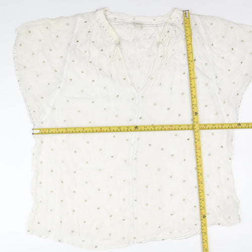Monsoon Women’s White Embroidered Tunic Blouse Top XL
