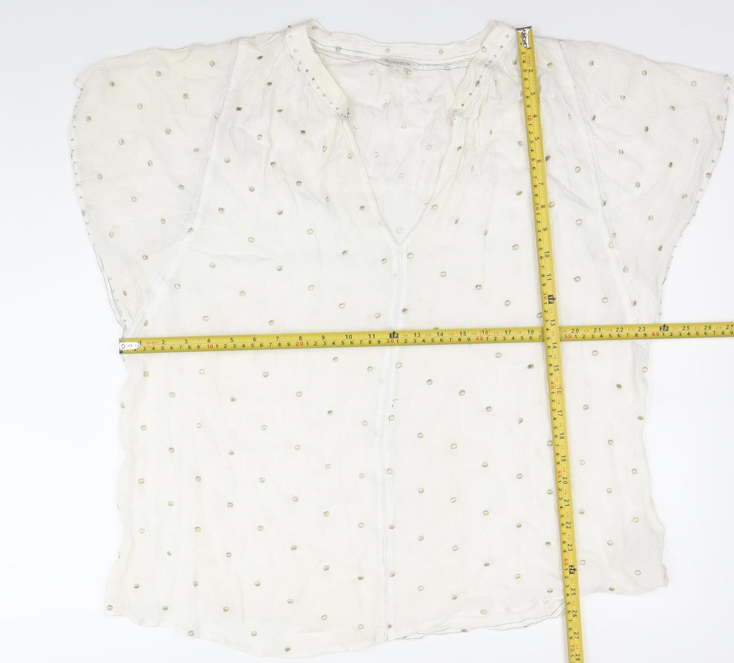 Monsoon Women’s White Embroidered Tunic Blouse Top XL
