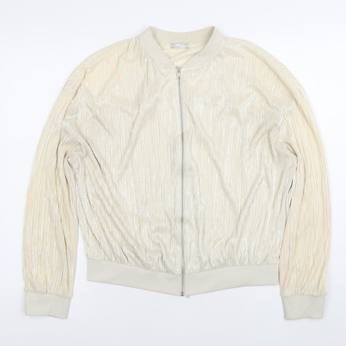 ZARA Women Ivory Bomber Jacket Size 10 Lightweight Casual