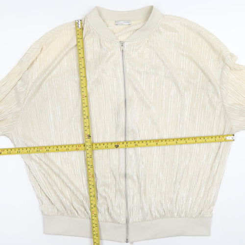 ZARA Women Ivory Bomber Jacket Size 10 Lightweight Casual