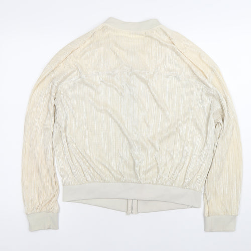 ZARA Women Ivory Bomber Jacket Size 10 Lightweight Casual