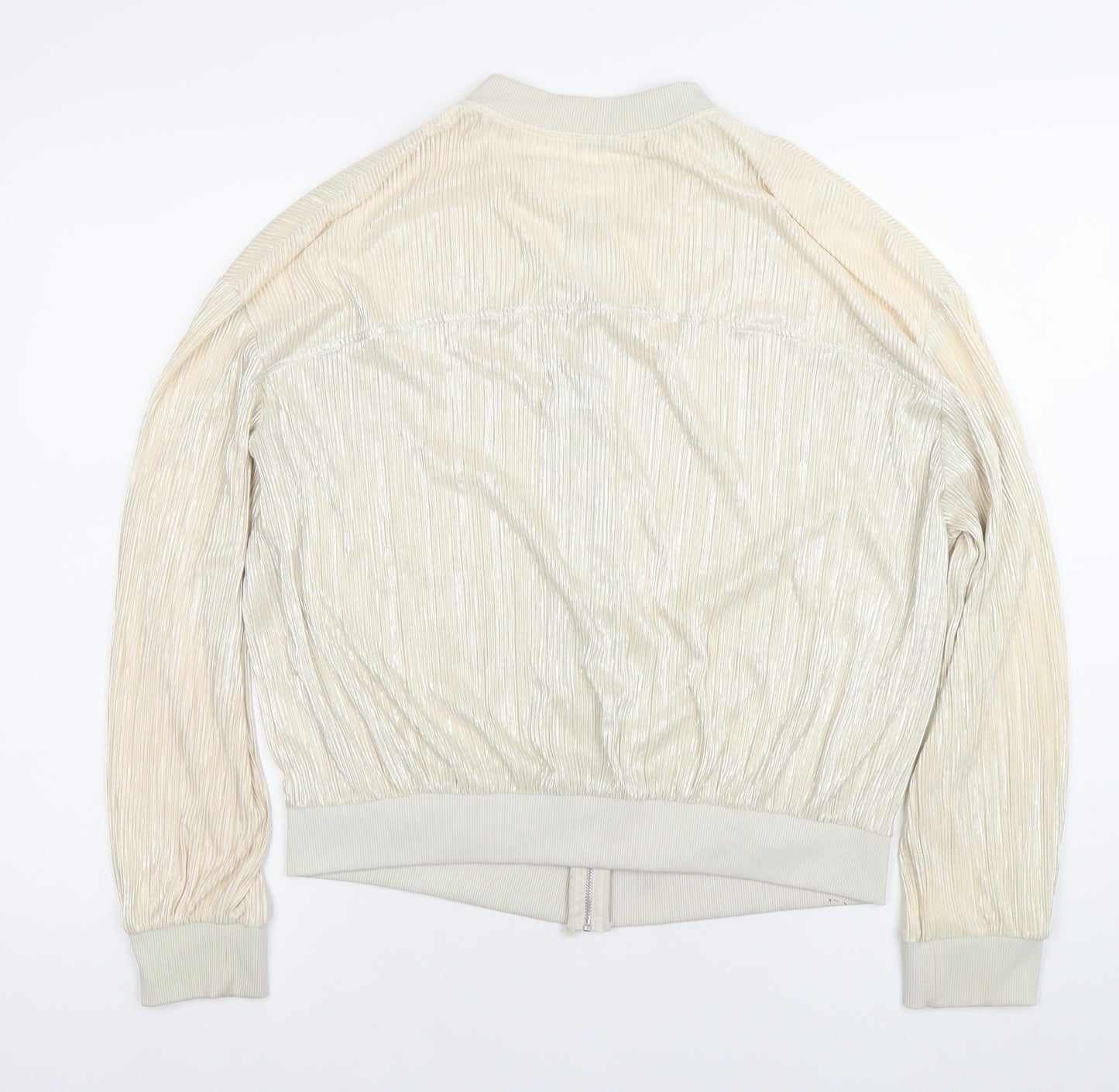 ZARA Women Ivory Bomber Jacket Size 10 Lightweight Casual