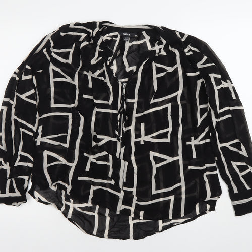 Next Women’s Black White Geometric Tunic Blouse Size 16