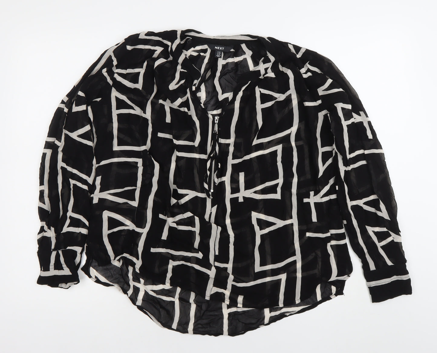 Next Women’s Black White Geometric Tunic Blouse Size 16